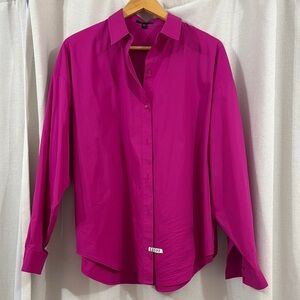 Express Fuchsia Boyfriend Dress Shirt